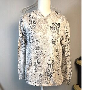 Nicole Miller New York Womens  Sz M Gray Animal Print Ribbed Hoodie